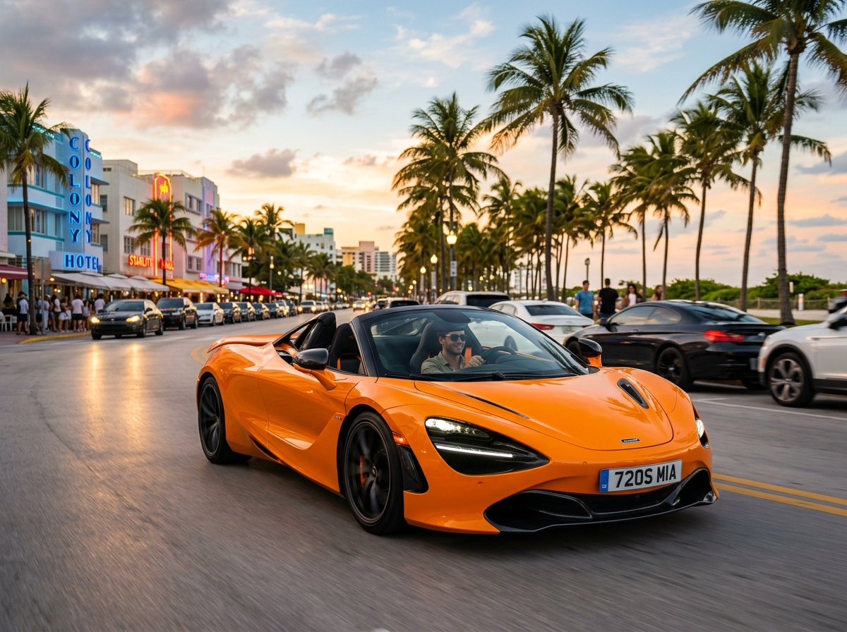 2021 McLaren 720S Spider open top convertible in Miami — exotic British supercar